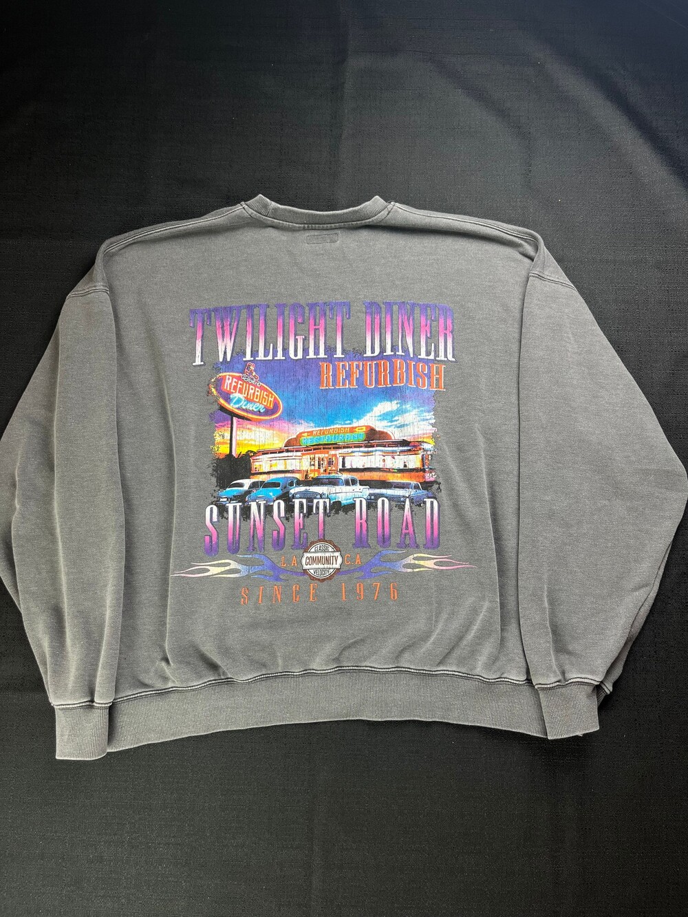 Retro diner Refurbish Large Gray Y2K retro Vintage Style Graphic
